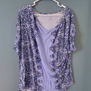 CB Woman 1X purple blue lightweight knit summer top plus sie
